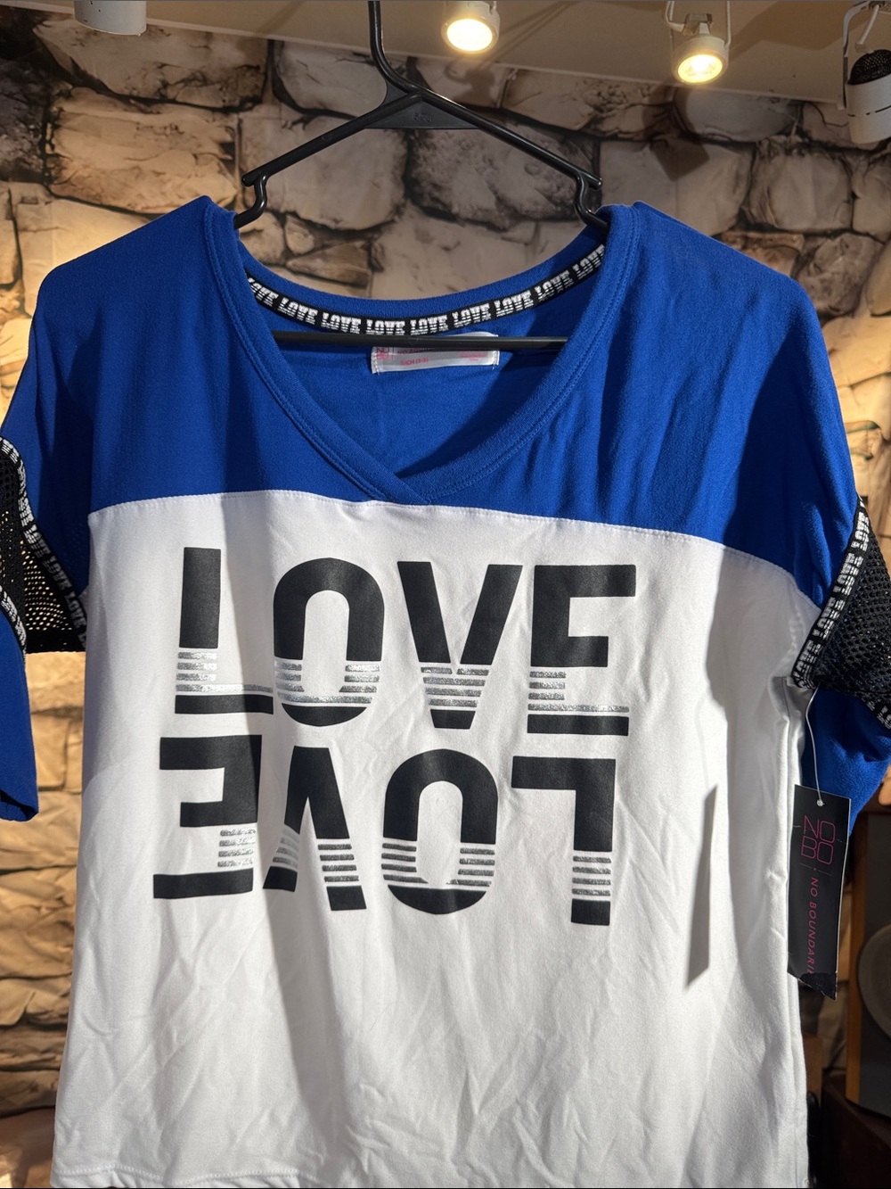 No Boundaries Royal Blue V-Neck Tee with Black/White Trim